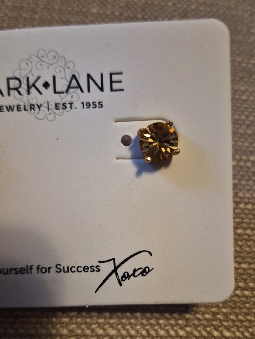 Park Lane Gold-Tone Light Champagne Crystal Stud Earrings - Picture 2 of 3